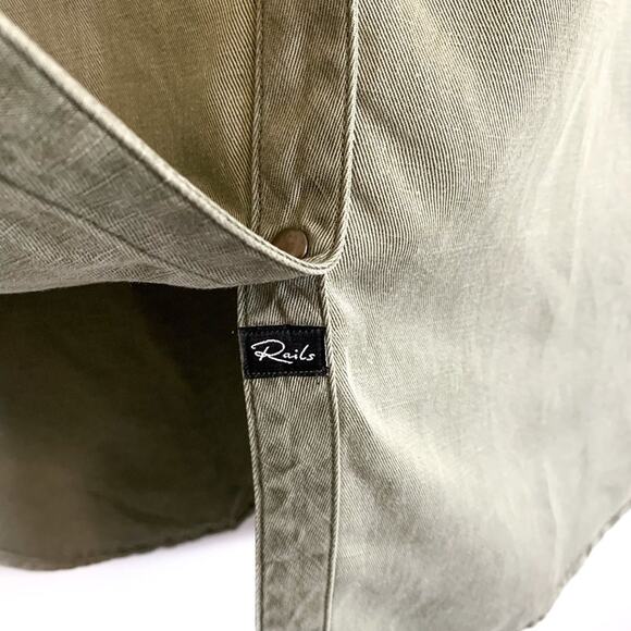 Rails Karlie Long Sleeve Utility Button Down Collared Shirt Dress Olive Green XS - Picture 8 of 11